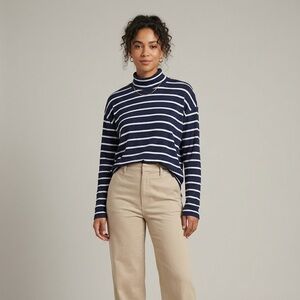 Citizens of Humanity Striped Mock Neck Top | Size Large